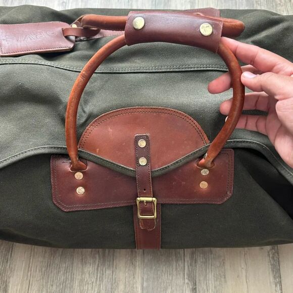 Vintage Orvis 30" Battenkill Leather Canvas Rolling Duffle Luggage - Picture 3 of 12